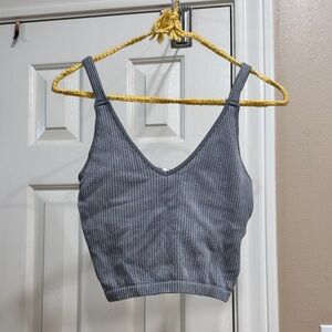 Gray Ribbed Women's Top with padding